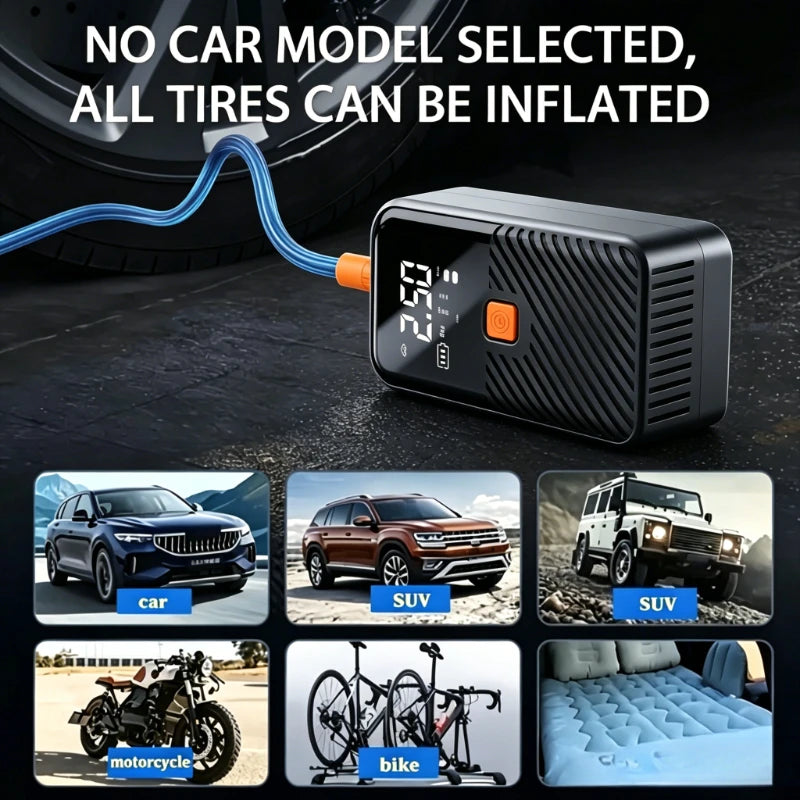 POWNYM handheld wireless tire air pump 150PSI, wired inflation pump does not include battery charging tire inflator, suitable for vehicles, bicycles, and inflatable sports balls