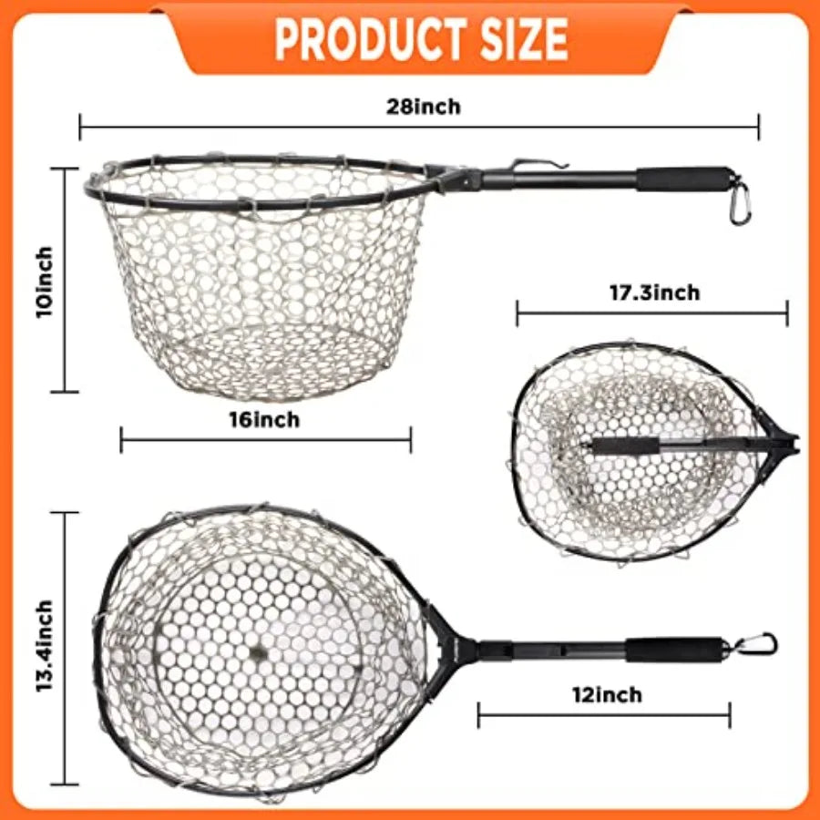 Fly Fishing Net, Bass Trout Landing Net, Folding Fishing Nets Fresh Water, Safe Fish Catching or Releasing