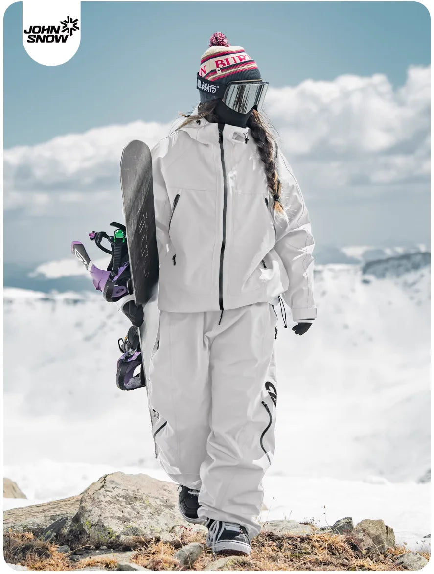 John Snow 2025 Unisex 3L Snowboard Jacket & Pants Fully Taped Seam Waterproof Windproof Ski Coat for Outdoor Winter Sports
