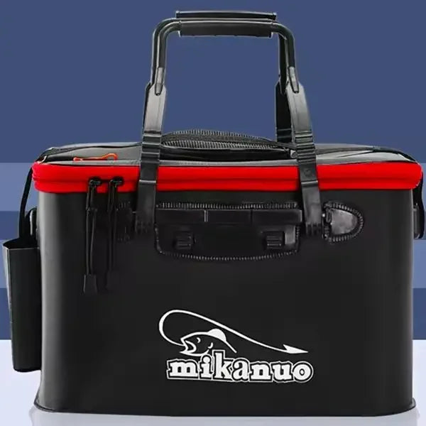 New 30-50cm Fishing Bucket EVA Foldable Carrying Handle Collapsible Live Fish Box with Side Pocket and Zipper for Travel Camping
