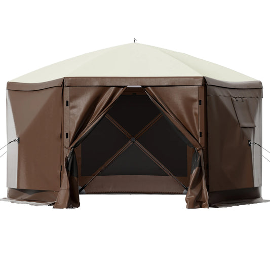 VEVOR Pop-up Camping Gazebo Camping Canopy Shelter 6 Sided 12' x 12' / 10' x 10' Sun Shade Tents & Canopies Camping & Hiking