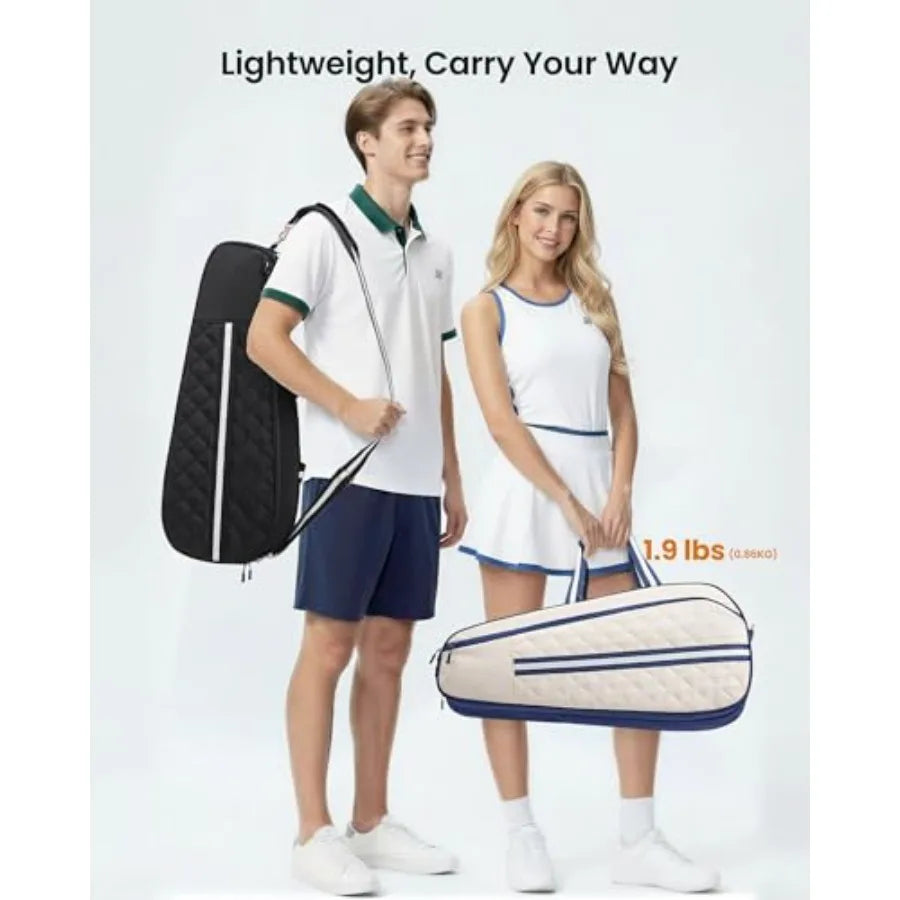 Tennis Bag for Women and Men, 3-6 Rackets Tennis Racket Bag with Shoe Compartment and Insulated Pocket, Water-Resistant Gym Bag