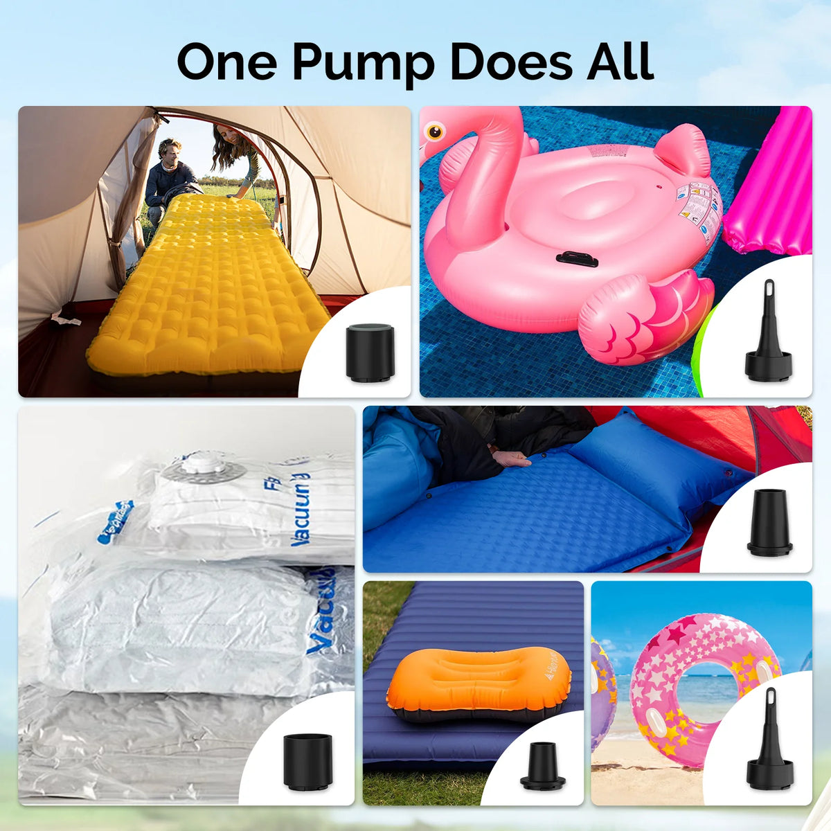 ETENWOLF AIR 3se Outdoor Air Pump Portable Inflator/Deflater for Sleeping Mats, Pool Floats, Camping Mats, Inflatable Pillows