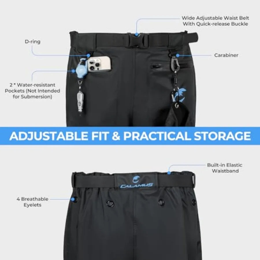 WaveWalker Waist Waders for Men, 0% Waterproof RipShield Fabric, Slip-Resistant Boots, Moisture-Wicking Insoles
