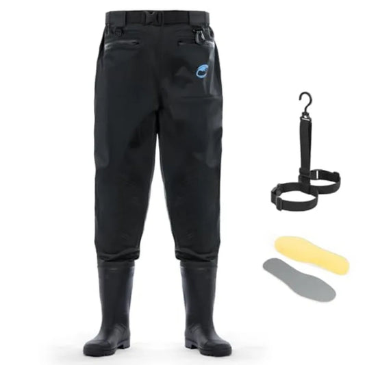 WaveWalker Waist Waders for Men, 0% Waterproof RipShield Fabric, Slip-Resistant Boots, Moisture-Wicking Insoles