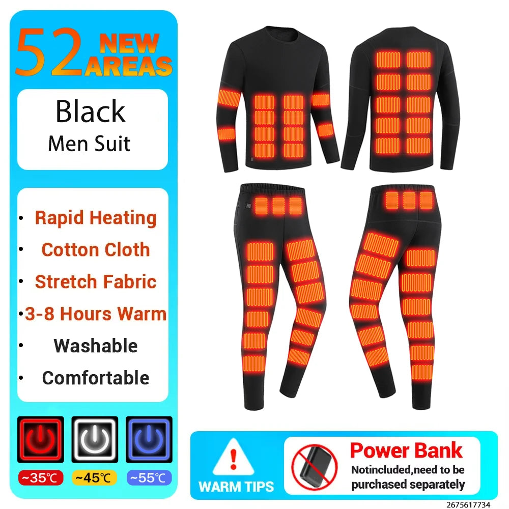 New Winter Heated Underwear Men Heating Jacket Skiwear Heated Winter Sports Thermal Underwear Electric Heated Clothing Women