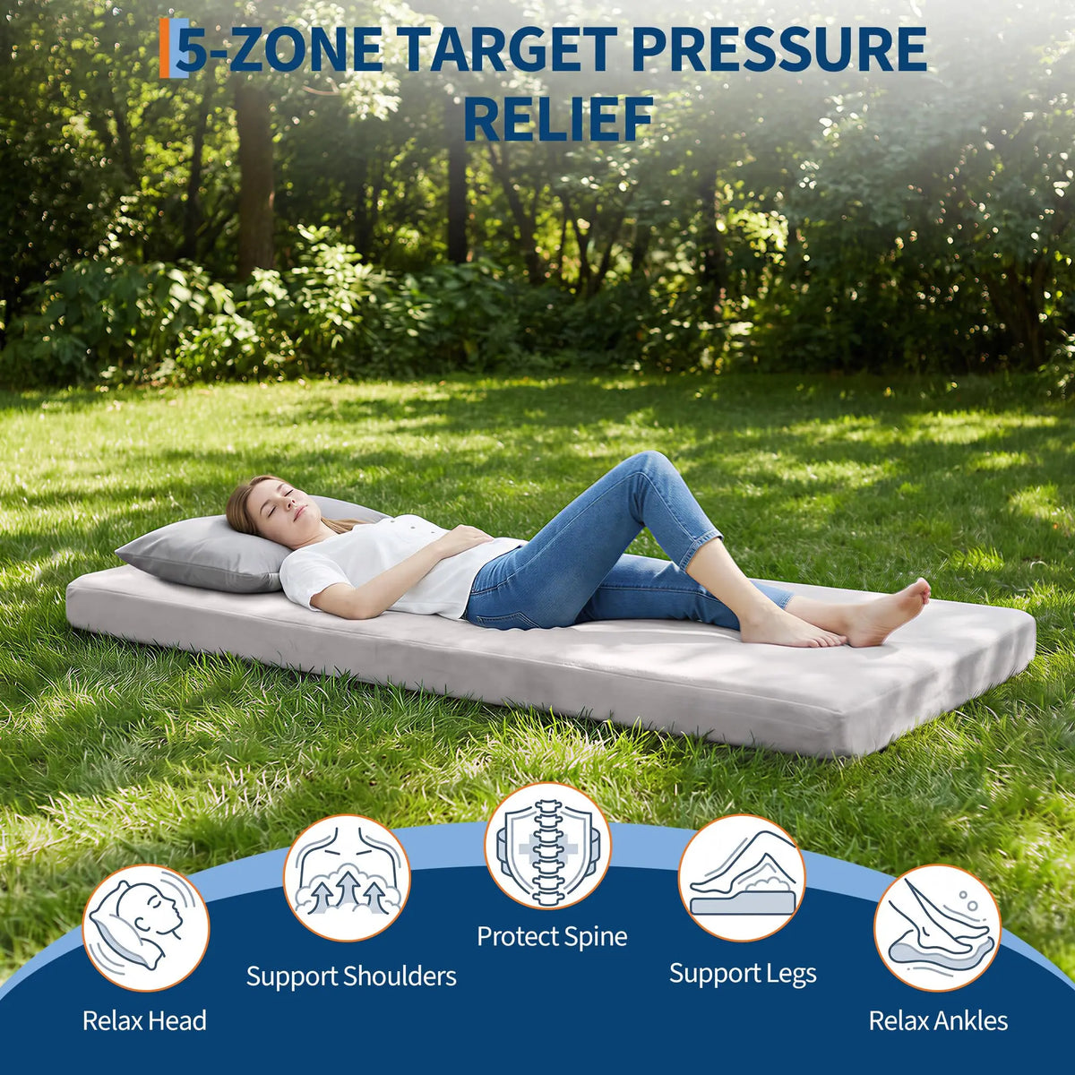 Memory Foam Camping Mattress Pad, Roll Up Sleeping Pad 3 Inch Thick