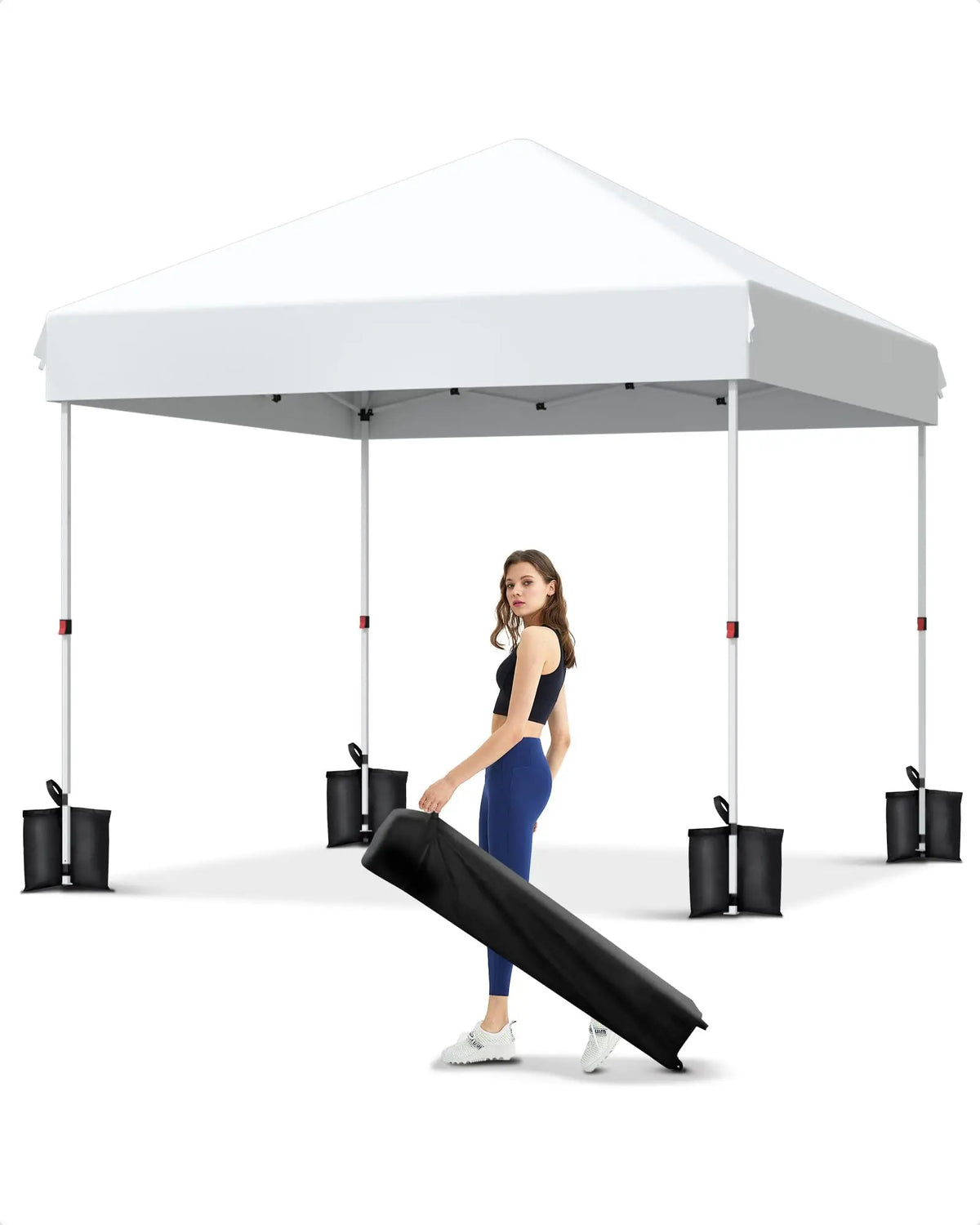 10x10 Ft Pop Up Canopy Tent, 3 Adjustable Heights Waterproof Instant Shelter with Wheeled Carry Bag for Patio Beach Garden Party
