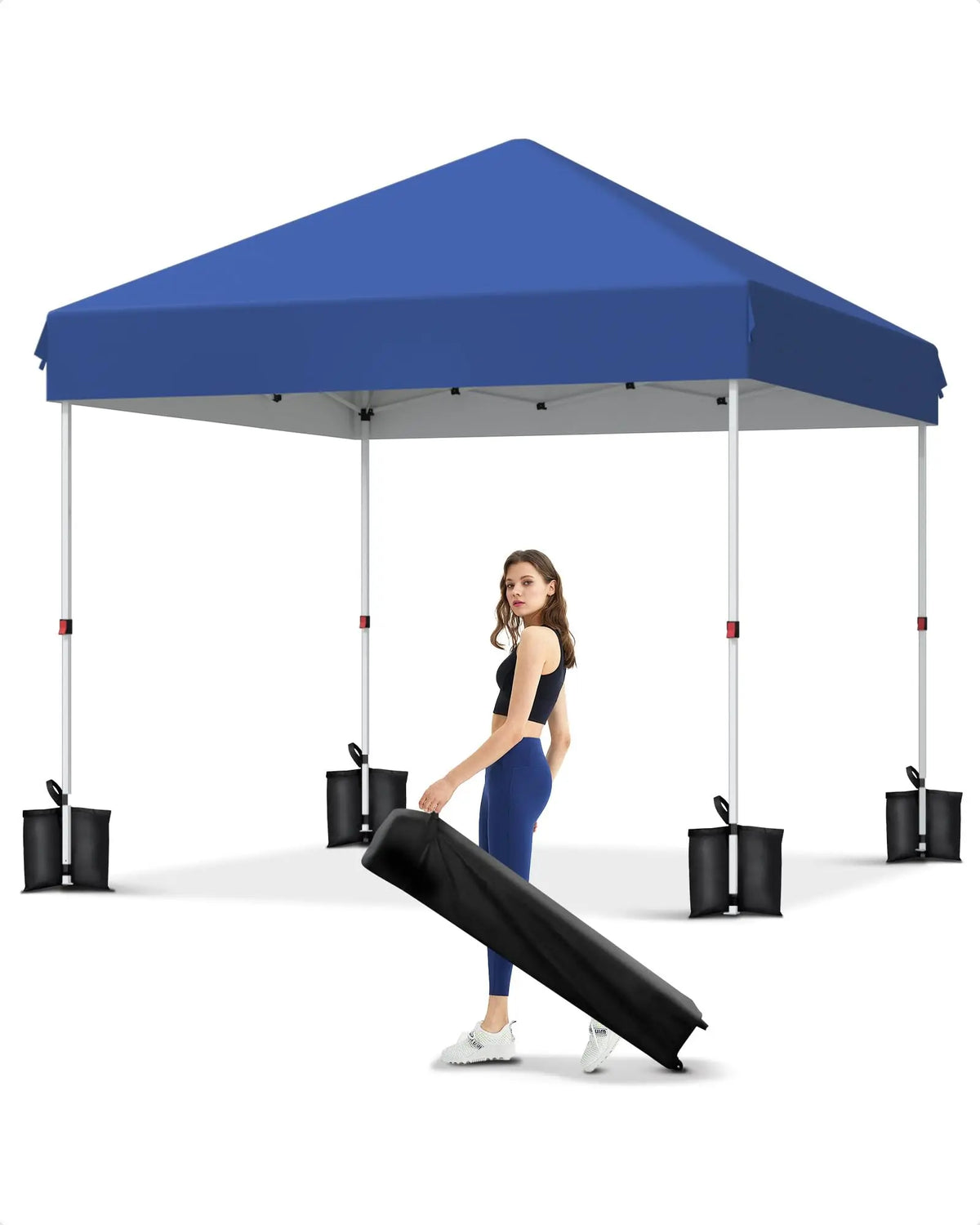 10x10 Ft Pop Up Canopy Tent, 3 Adjustable Heights Waterproof Instant Shelter with Wheeled Carry Bag for Patio Beach Garden Party