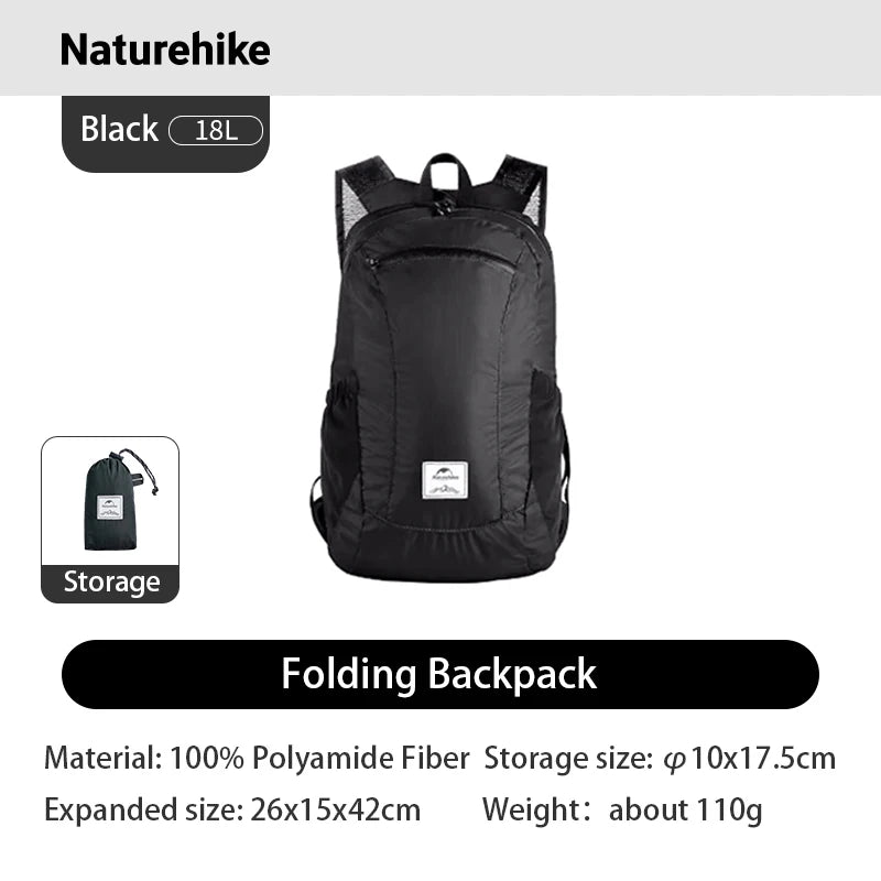 Naturehike 18L Portable Foldable Backpack Lightweight Shoulder Bags Camping Travel Backpack Men Women Outdoor Hiking Backpack