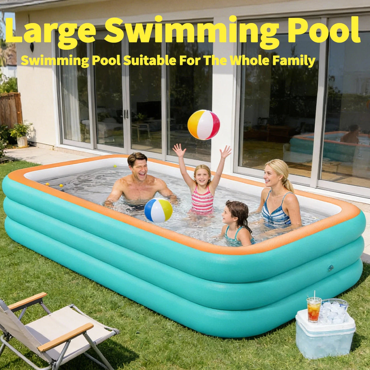 1PC Inflatable Pools  Durable Family Swimming Pool for Backyard, Garden or Indoor (Green)
