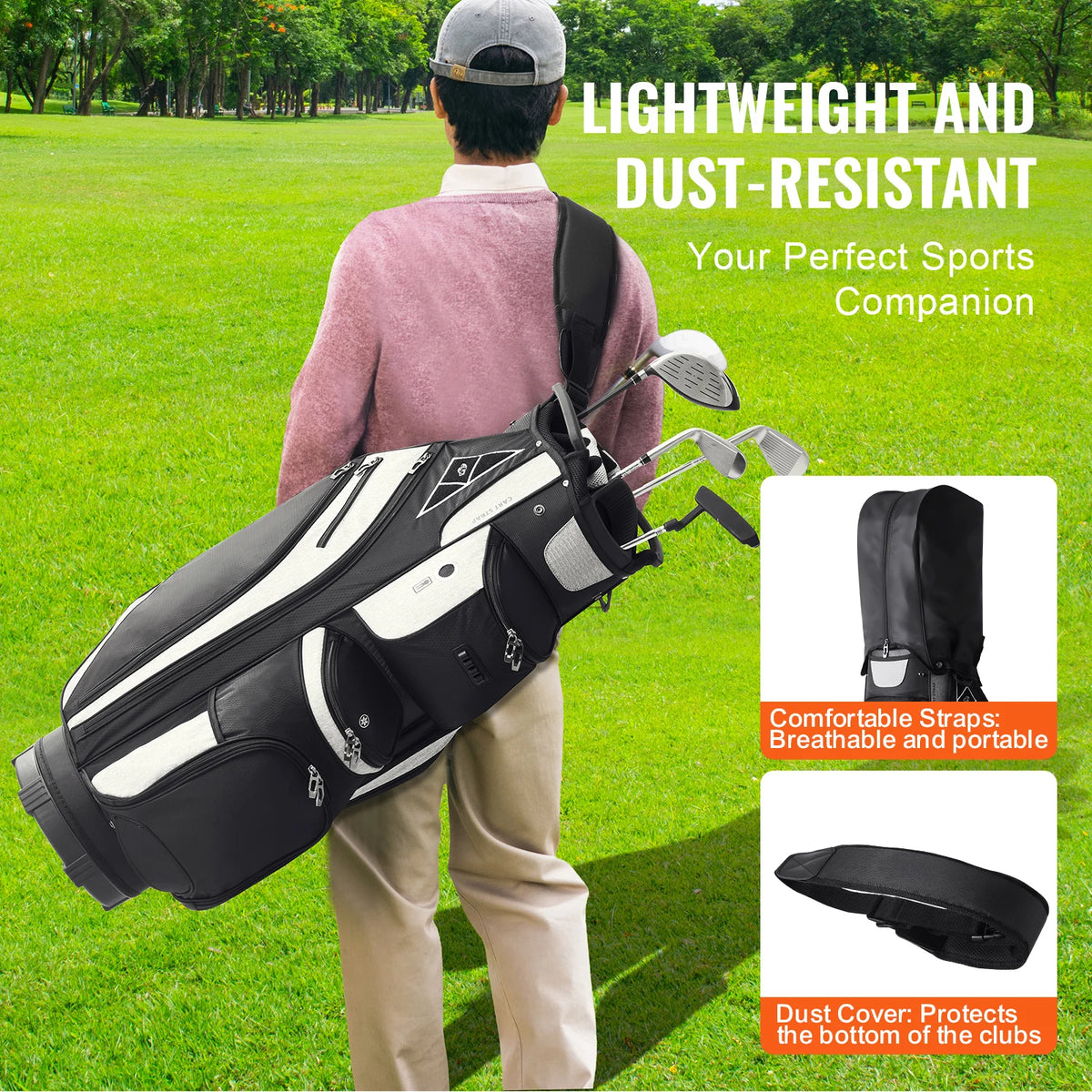 VEVOR Golf Cart Bag w/ 14 Way Organizer Divider Top Pockets Premium Cart Bag Durable Golf Bags with Handles&Detachable Straps