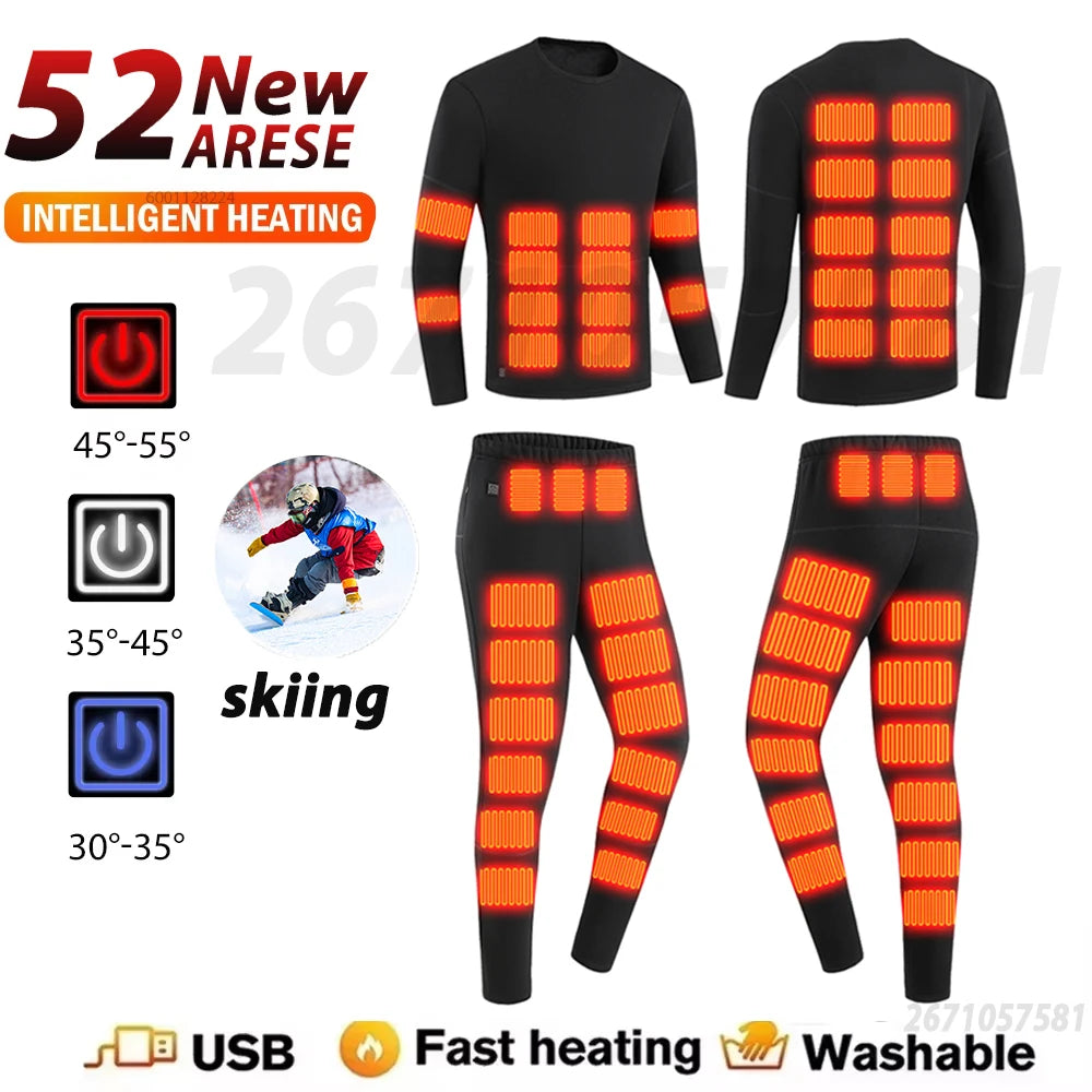 New Winter Heated Underwear Men Heating Jacket Skiwear Heated Winter Sports Thermal Underwear Electric Heated Clothing Women
