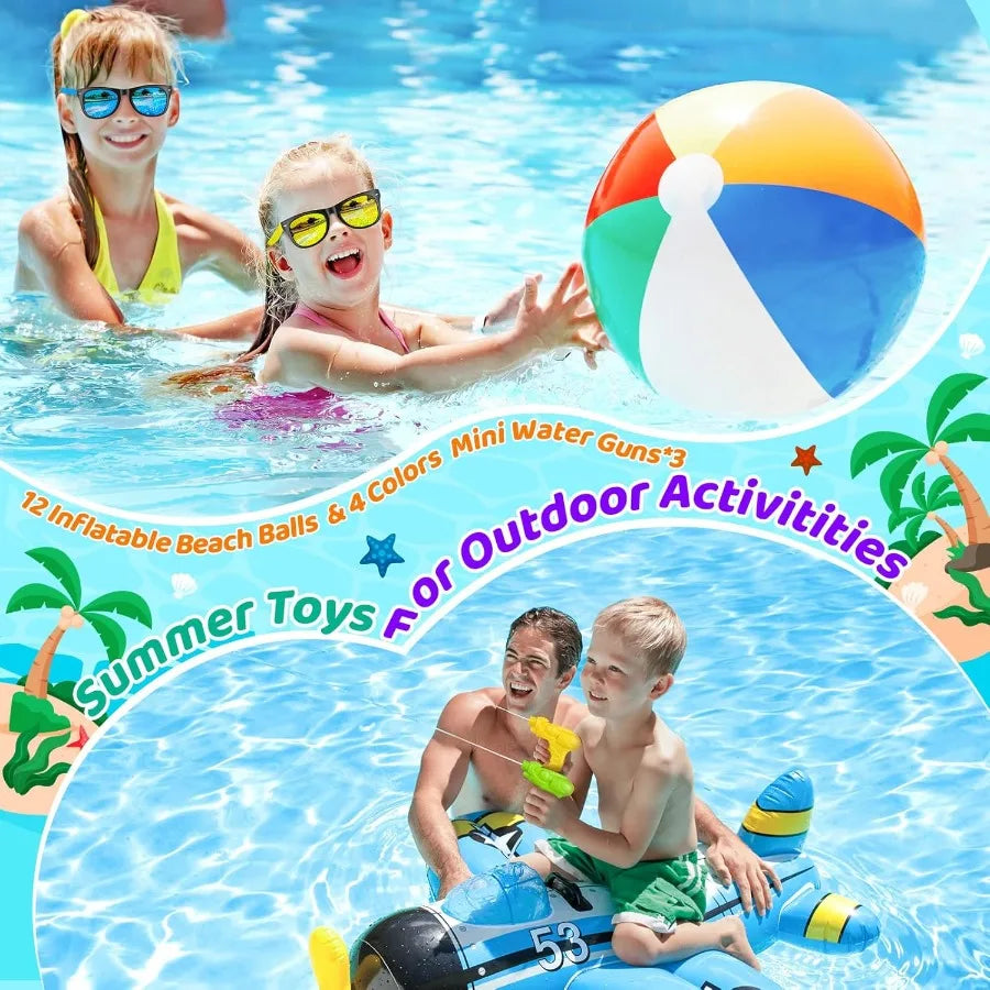 Pool Party Favors Beach Party Favors 60 PCS Pool Toys For Ages 38 Beach Balls Bulk Sand Bucket and Shovels Set Sunglasses Bulk