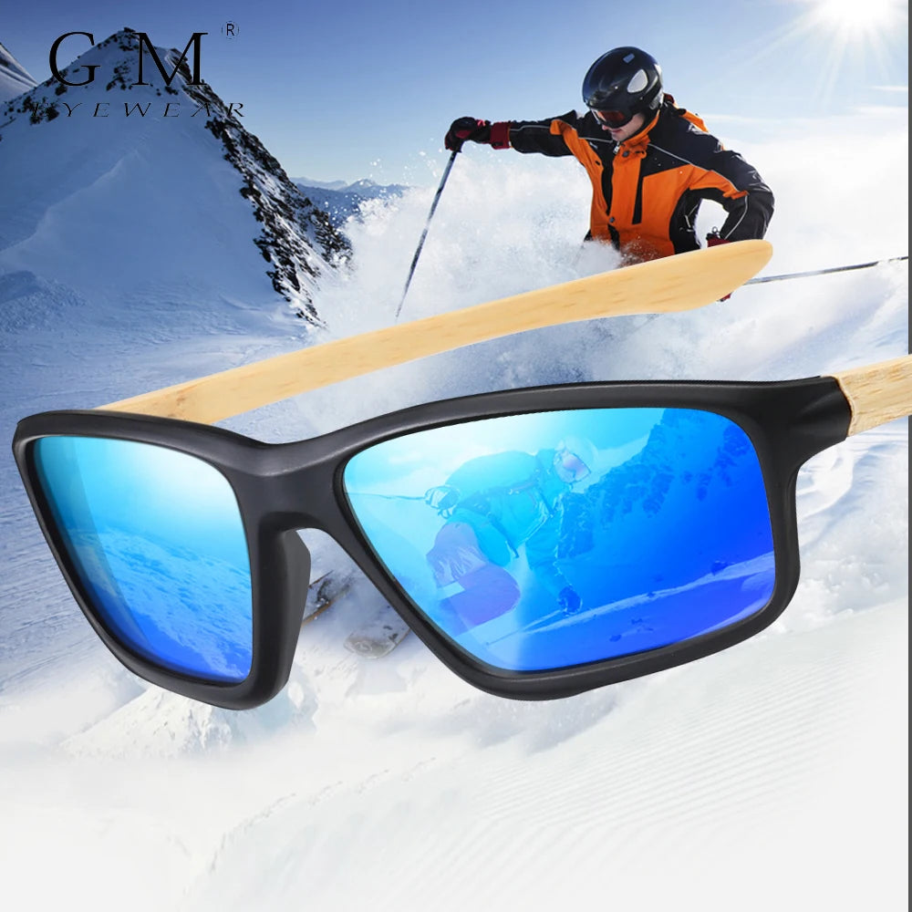 G M Ski Goggles Mountain Ski Goggles Snowmobile Winter Sports Goggles Snow Glasses Bicycle Bamboo Wooden Sunglasses A6001