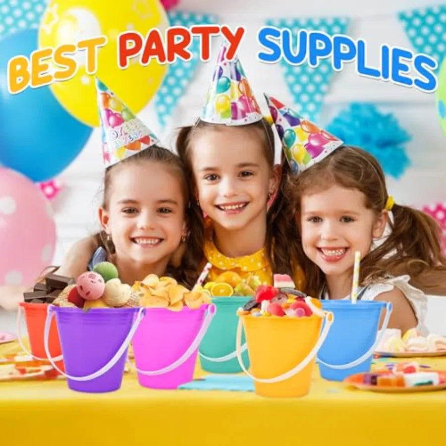 5'' Inch Sand Beach Buckets Pail with Shovels,Water Bucket for Beach Fun Great Summer Party Accessory(24 Bucket+24 Shovels)