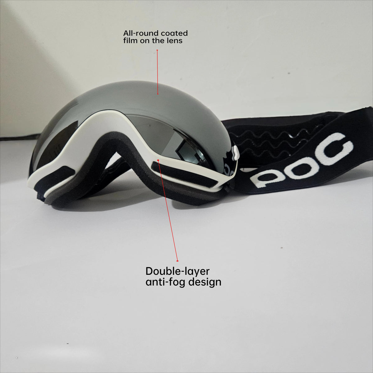 New POC Double Layer Anti-Fog Ski Goggles.Fully Coated Ski Mountaineering Protective Eyewear, Winter Sports Protective Equipment