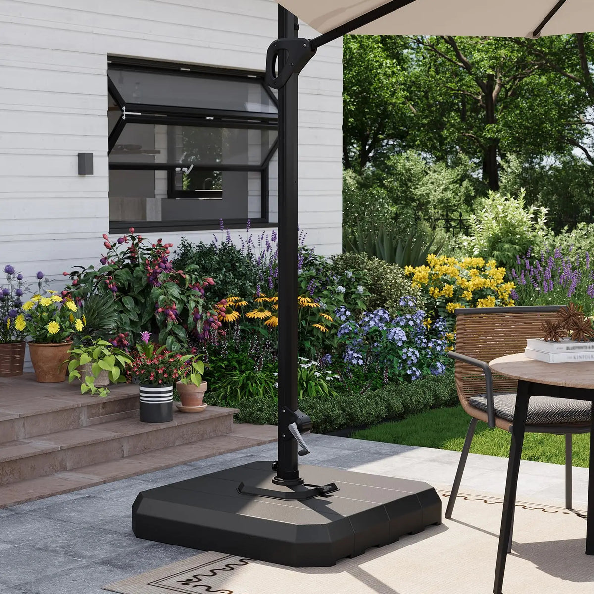 Patio Umbrella Base, 330lb Capacity Heavy Duty Design with Adjustable Pole Adapter Fits 1.5" to 2.1" Poles for 7.5-11FT Umbrellas, Corrosion-Resistant and Wind-Resistant for Outdoor, Patio