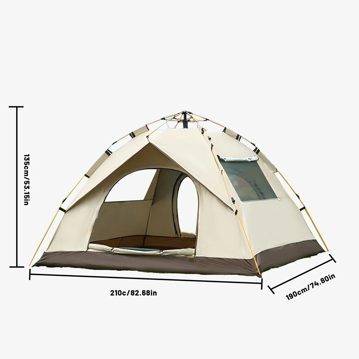 PAKICETUS Instant Pop Up Dome Tent 2-4 Person Easy Setup Polyester Fiber Portable Outdoor Tent Misty Gray Quicksand Gold For Camping Hiking Road Trips Backyard Picnic