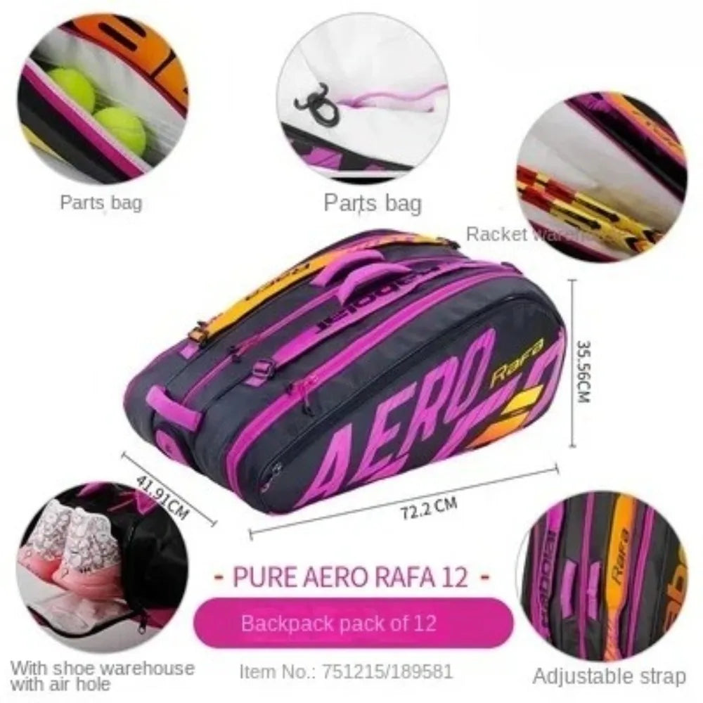 Tennis Backpack PURE Aero  Tennis Bag for 3/6 /12 Tennis Rackets Padel  Badminton Pickleball Racket Raquete Bag