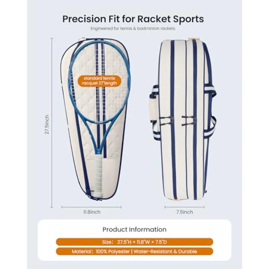 Tennis Bag for Women and Men, 3-6 Rackets Tennis Racket Bag with Shoe Compartment and Insulated Pocket, Water-Resistant Gym Bag