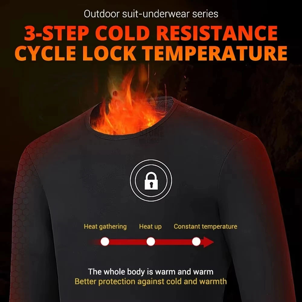 New Winter Heated Underwear Men Heating Jacket Skiwear Heated Winter Sports Thermal Underwear Electric Heated Clothing Women
