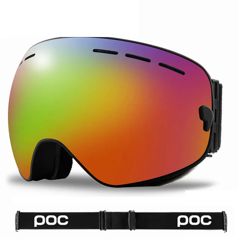 New POC Double Layer Anti-Fog Ski Goggles.Fully Coated Ski Mountaineering Protective Eyewear, Winter Sports Protective Equipment