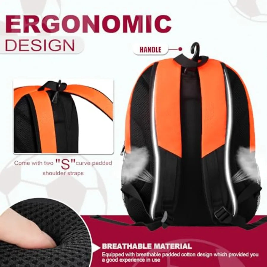Soccer Backpack, Separate Cleat Compartment Football, Volleyball, Handball, nylon fabrics, lightweight