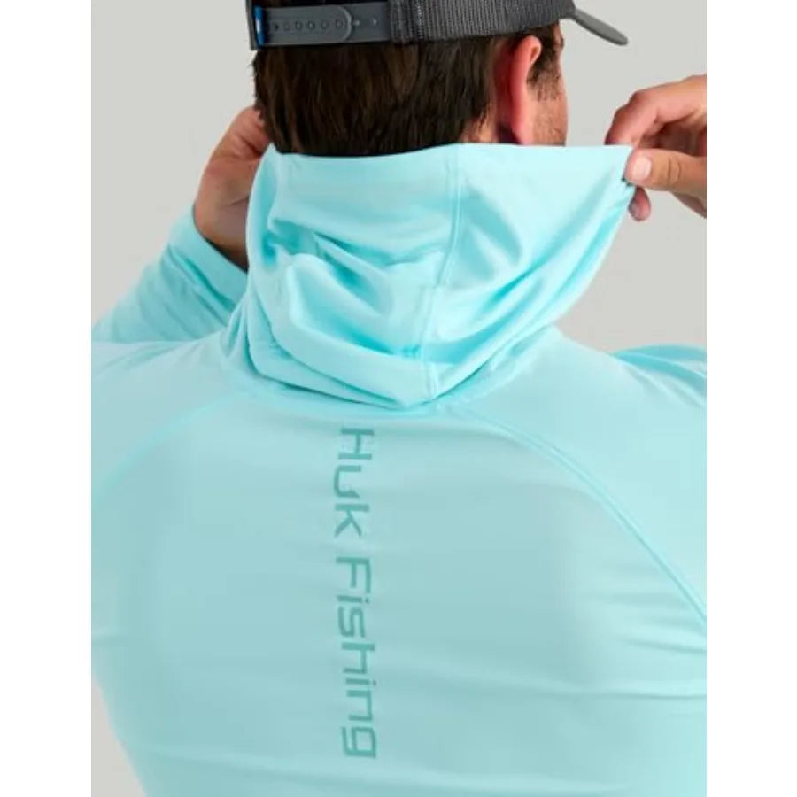 Mens Pursuit Vented Long Sleeve Hoodie, Fishing Shirt with Hood Quick-Dry Polyester, Navy Blue, UV Protection Breathable Ventil