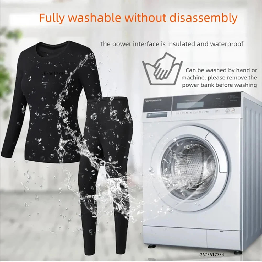 New Winter Heated Underwear Men Heating Jacket Skiwear Heated Winter Sports Thermal Underwear Electric Heated Clothing Women
