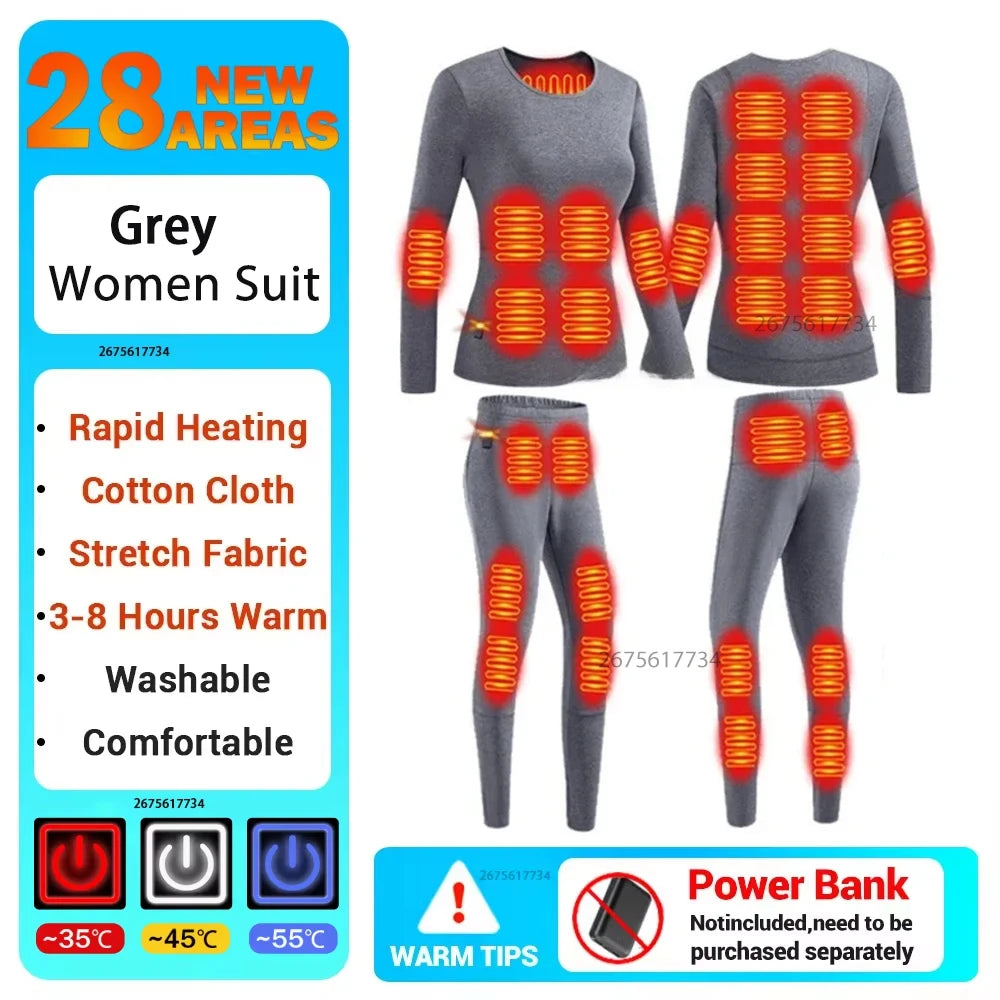 New Winter Heated Underwear Men Heating Jacket Skiwear Heated Winter Sports Thermal Underwear Electric Heated Clothing Women