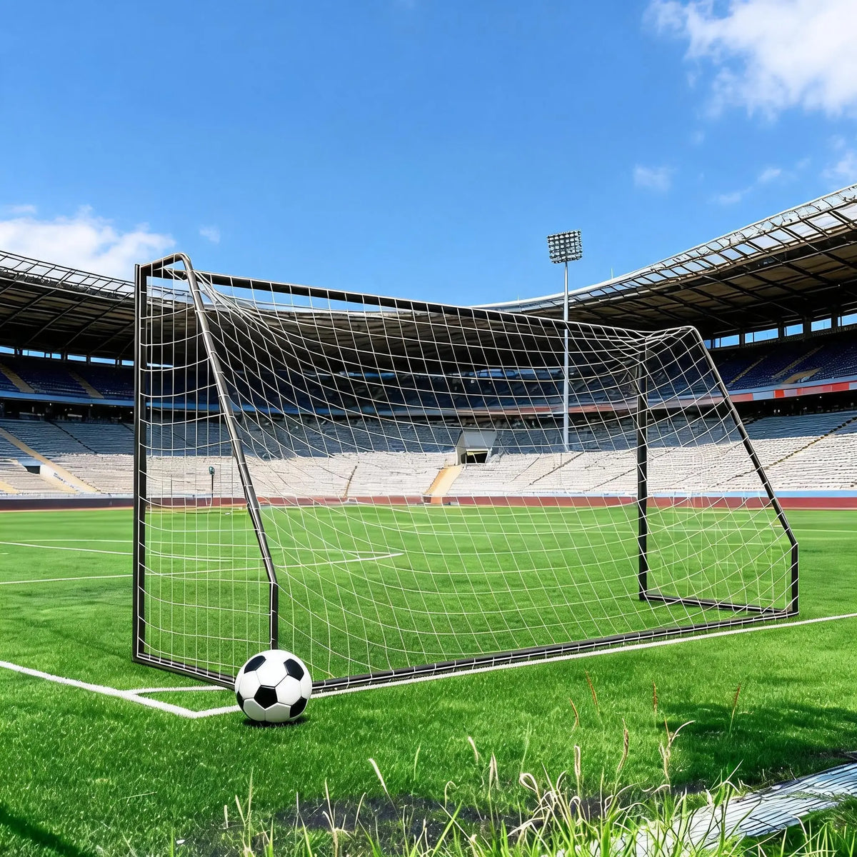 6-12 Ft Soccer Rebounder Net Goal & Soccer Goals, Iron Frame with PE Net, Includes 4 U-Shaped Ground Stakes
