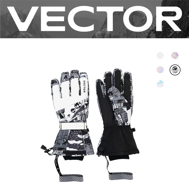 Extra Thick Men Women 2-IN-1 Mittens Ski Gloves Snowboard Snow Winter Sports Warm Waterproof Windproof Skiing Faux Leather Plam