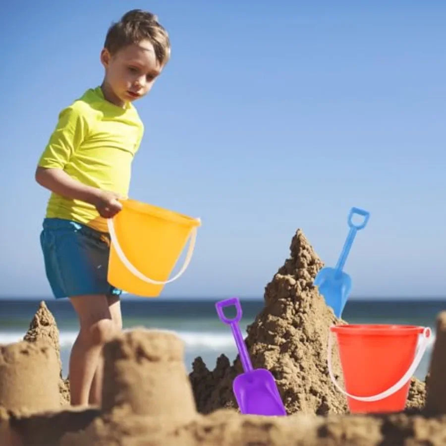 5'' Inch Sand Beach Buckets Pail with Shovels,Water Bucket for Beach Fun Great Summer Party Accessory(24 Bucket+24 Shovels)