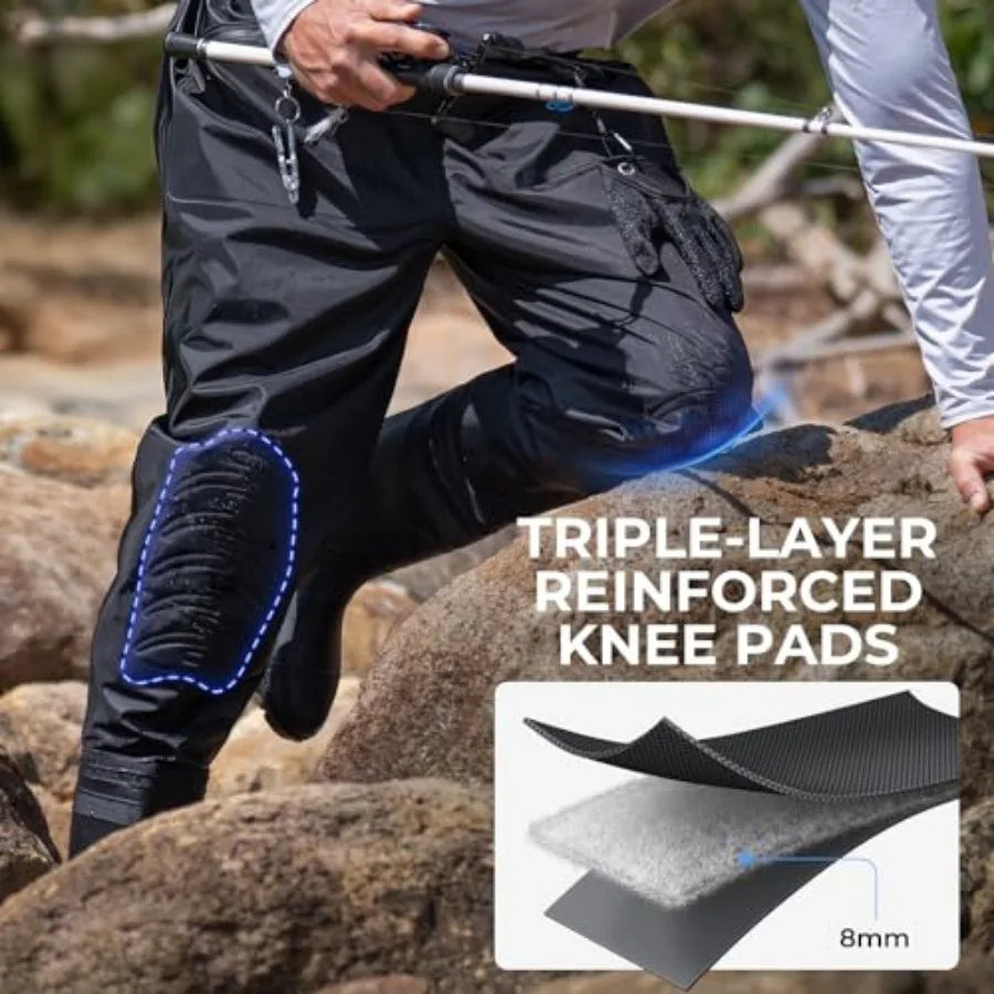 WaveWalker Waist Waders for Men, 0% Waterproof RipShield Fabric, Slip-Resistant Boots, Moisture-Wicking Insoles