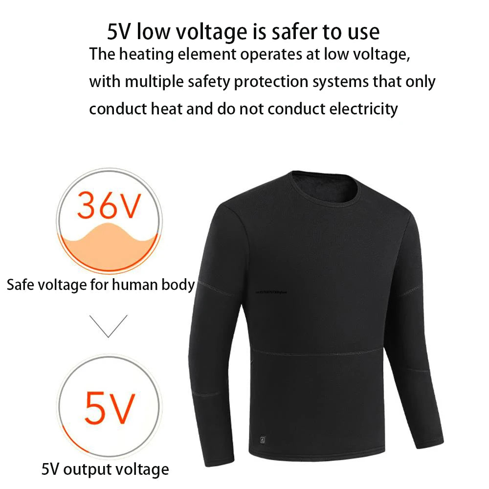 New Winter Heated Underwear Men Heating Jacket Skiwear Heated Winter Sports Thermal Underwear Electric Heated Clothing Women