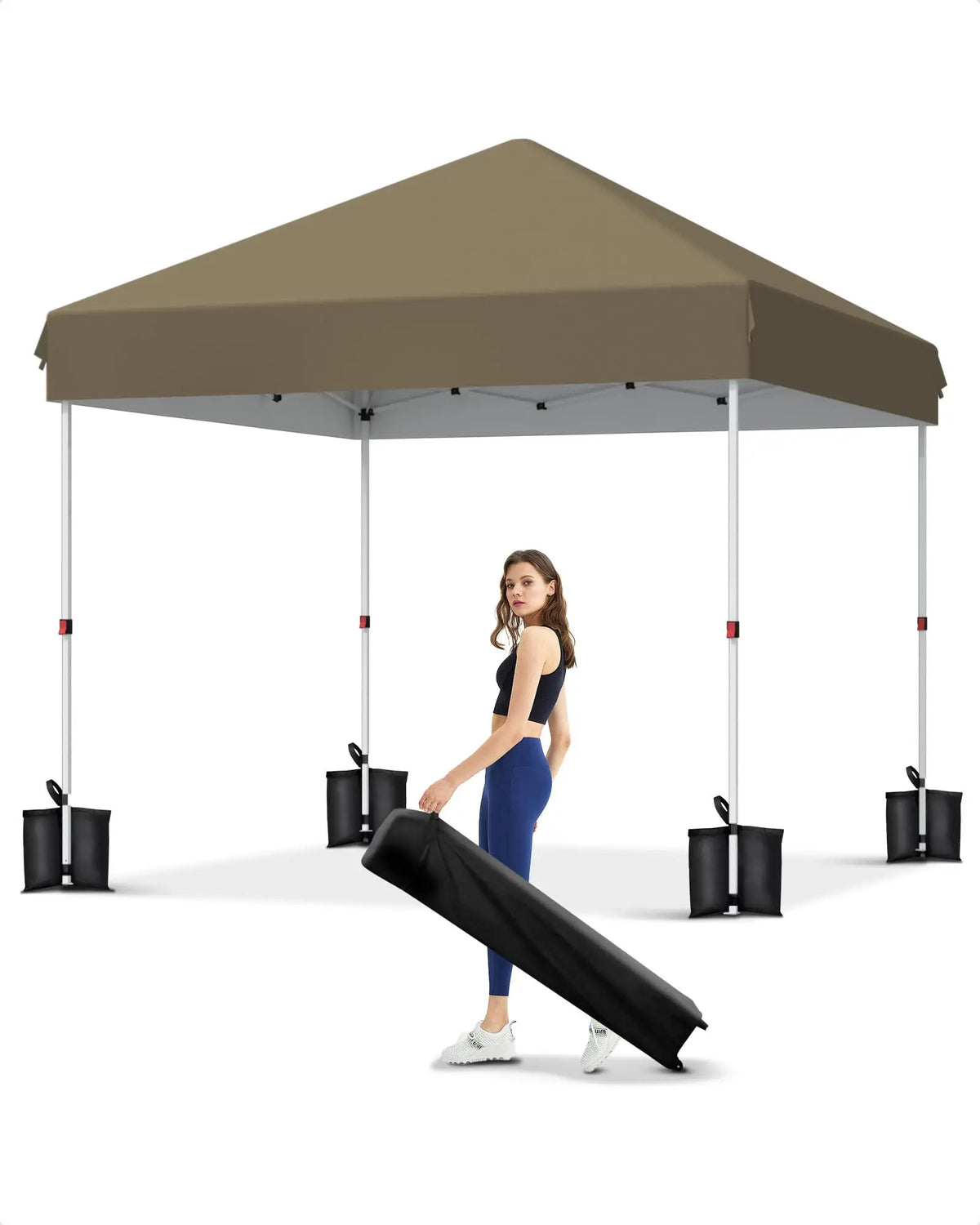 10x10 Ft Pop Up Canopy Tent, 3 Adjustable Heights Waterproof Instant Shelter with Wheeled Carry Bag for Patio Beach Garden Party