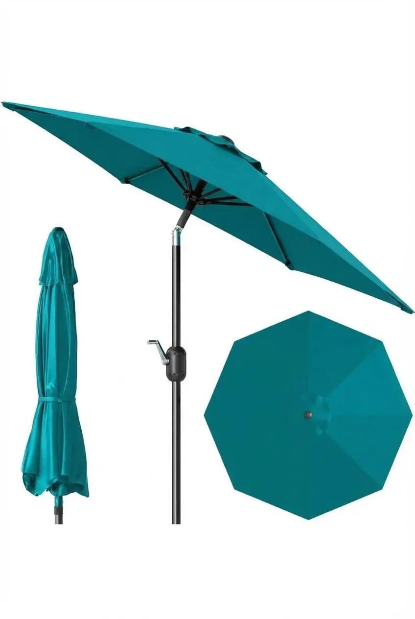 9FT Patio Umbrella Outdoor with Crank & Tilt, Waterproof UV Resistant Sun Shade for Table with 4-6 Chairs, Fiberglass Ribs for Backyard, Pool, Restaurant