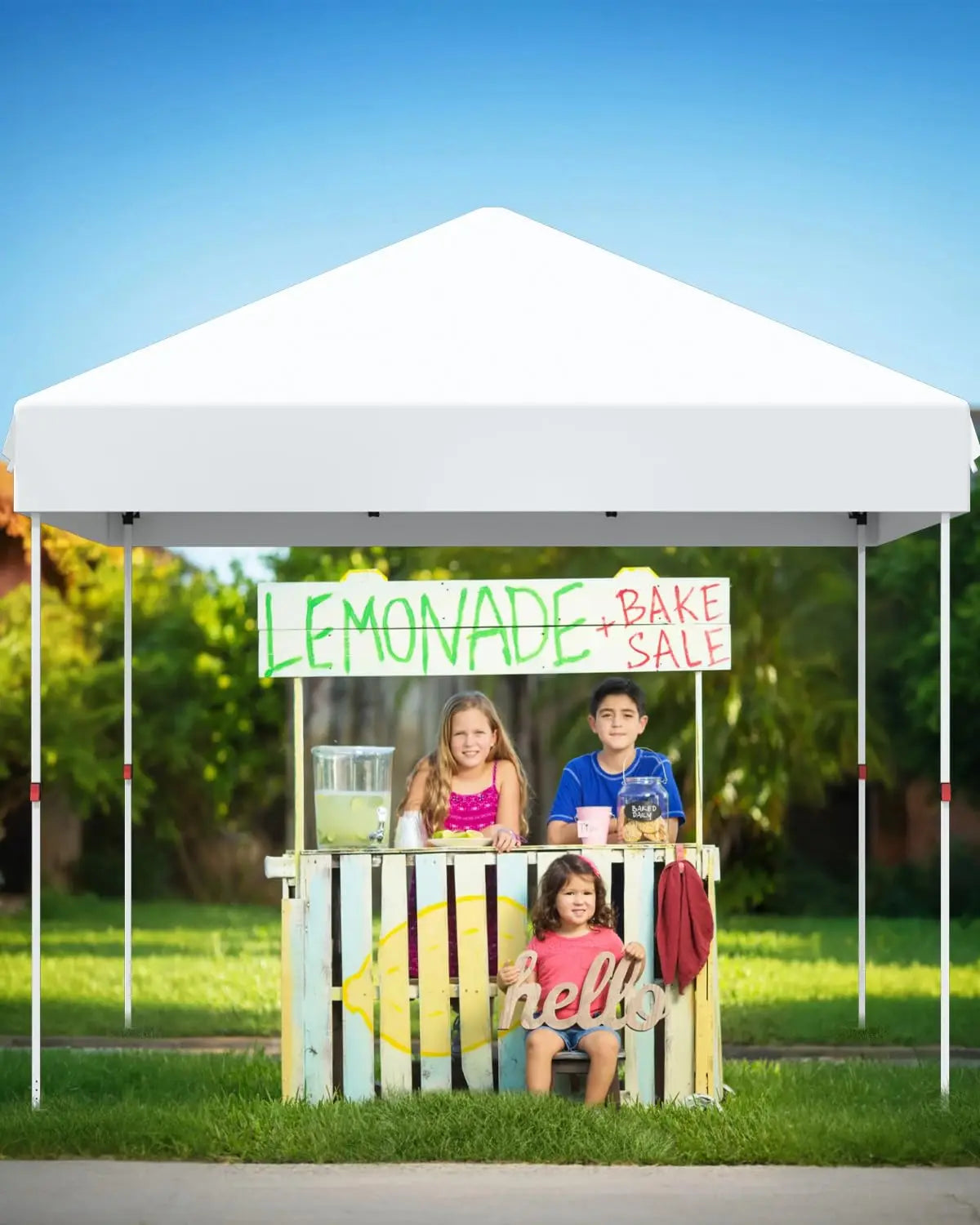 10x10 Ft Pop Up Canopy Tent, 3 Adjustable Heights Waterproof Instant Shelter with Wheeled Carry Bag for Patio Beach Garden Party