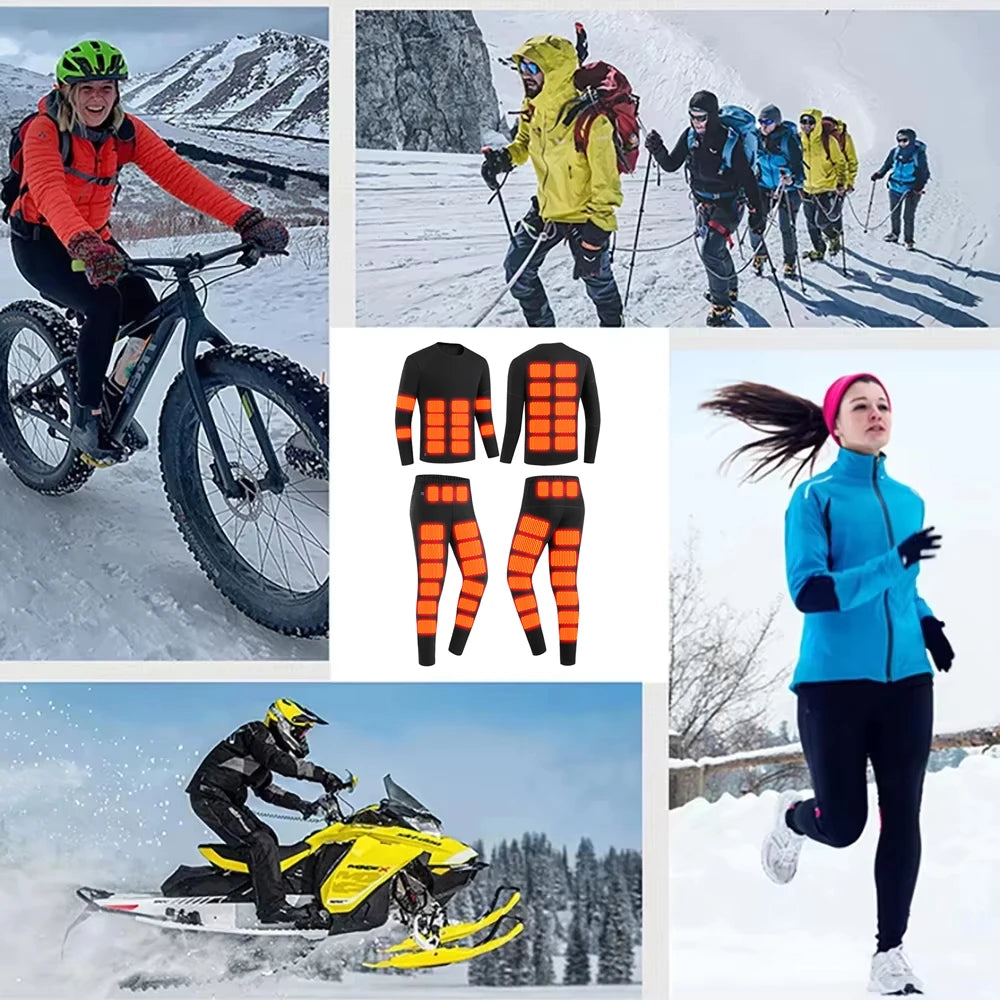 New Winter Heated Underwear Men Heating Jacket Skiwear Heated Winter Sports Thermal Underwear Electric Heated Clothing Women