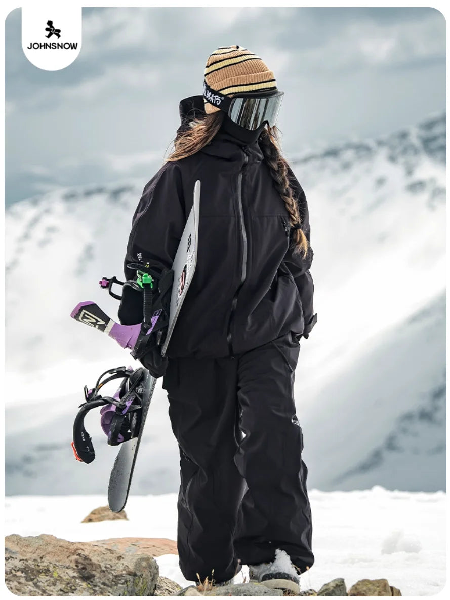 John Snow 2025 Unisex 3L Snowboard Jacket & Pants Fully Taped Seam Waterproof Windproof Ski Coat for Outdoor Winter Sports