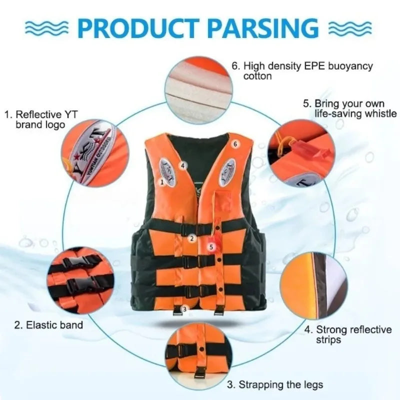 Life Jacket for Adults Children, Water Sports Safety Men Women Life Vests for Water Skiing Rafting Surfing Kayaking Lifeguard