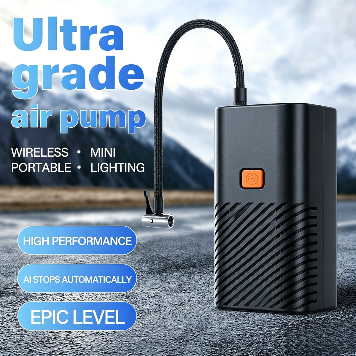 POWNYM handheld wireless tire air pump 150PSI, wired inflation pump does not include battery charging tire inflator, suitable for vehicles, bicycles, and inflatable sports balls