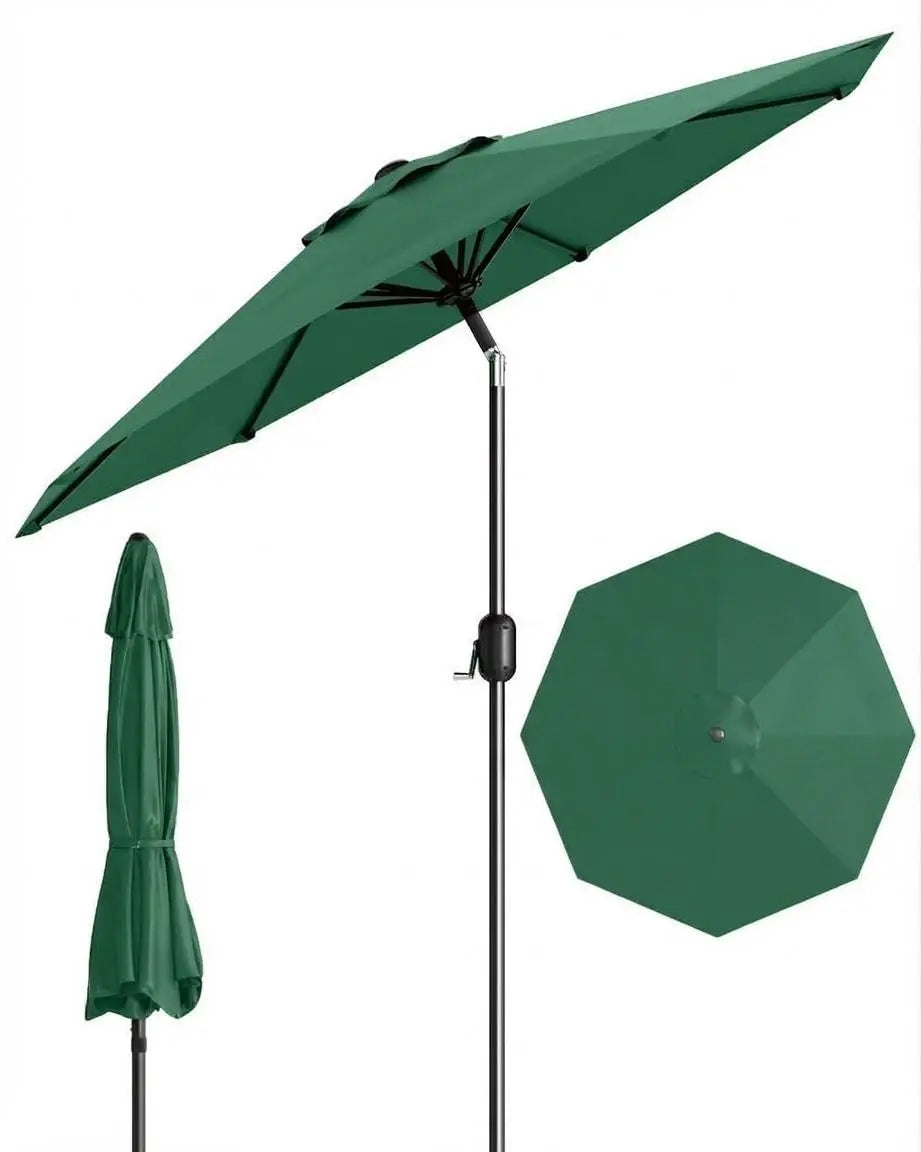 9FT Patio Umbrella Outdoor with Crank & Tilt, Waterproof UV Resistant Sun Shade for Table with 4-6 Chairs, Fiberglass Ribs for Backyard, Pool, Restaurant