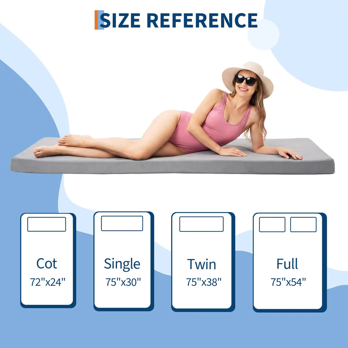 Memory Foam Camping Mattress Pad, Roll Up Sleeping Pad 3 Inch Thick