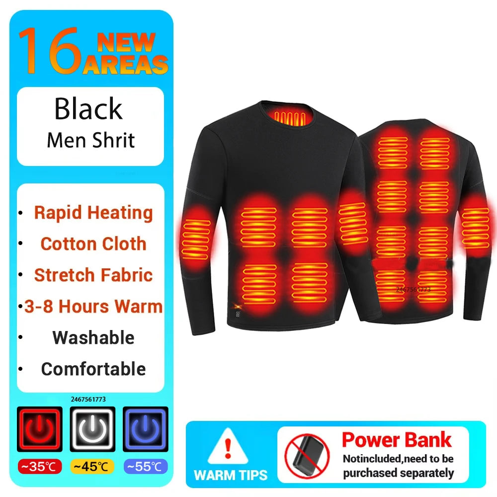 New Winter Heated Underwear Men Heating Jacket Skiwear Heated Winter Sports Thermal Underwear Electric Heated Clothing Women