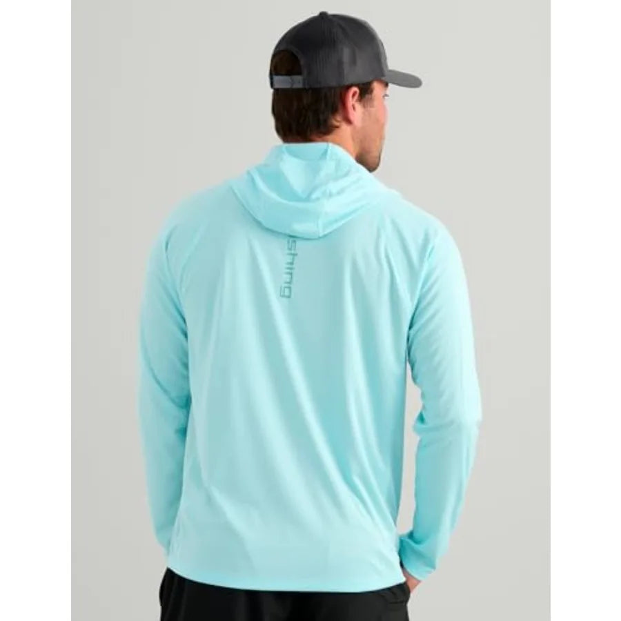 Mens Pursuit Vented Long Sleeve Hoodie, Fishing Shirt with Hood Quick-Dry Polyester, Navy Blue, UV Protection Breathable Ventil