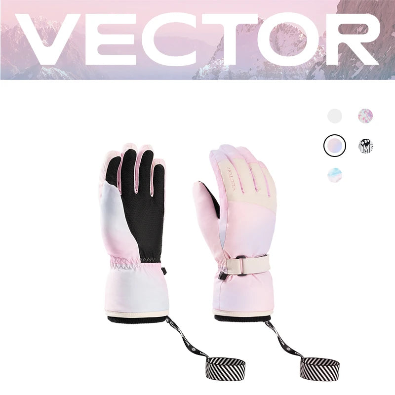 Extra Thick Men Women 2-IN-1 Mittens Ski Gloves Snowboard Snow Winter Sports Warm Waterproof Windproof Skiing Faux Leather Plam
