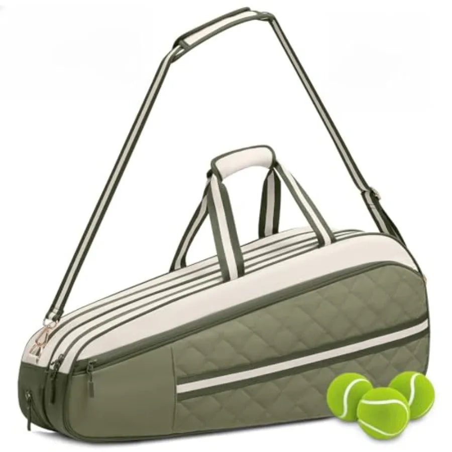 Tennis Bag for Women and Men, 3-6 Rackets Tennis Racket Bag with Shoe Compartment and Insulated Pocket, Water-Resistant Gym Bag