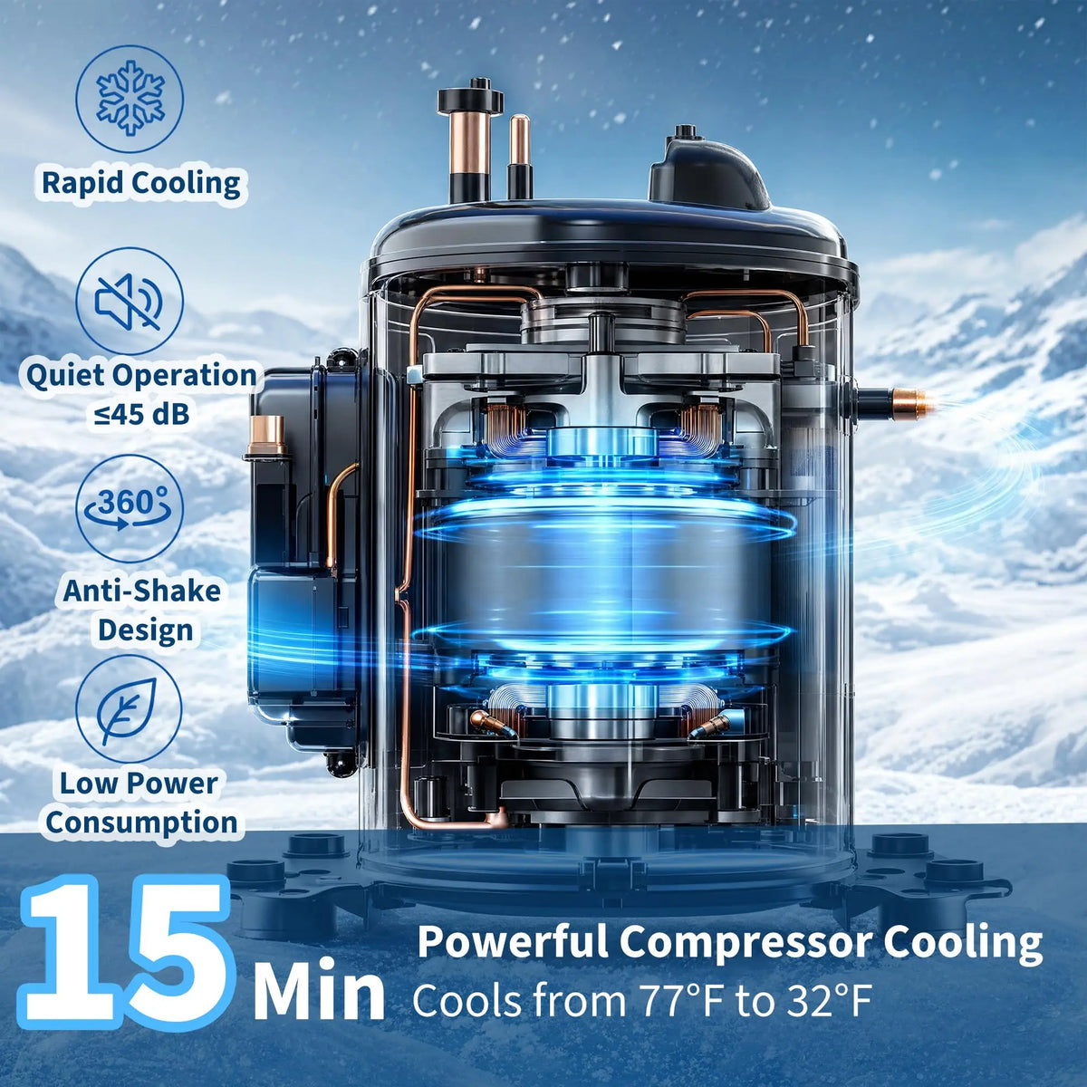 33QT Electric Cooler, 12V Car Refrigerator with Handle, -4℉ to 50℉ Truck Refrigerator, Portable Car Fridge with AC/DC Power for Camping, RV, Road Trips & Outdoor Travel